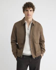 Twill Bomber Jacket with Shirt Collar