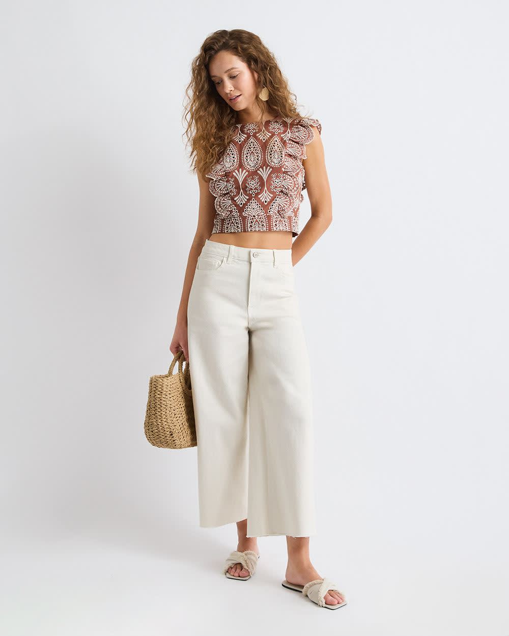 High-Rise Wide-Leg Cropped Jeans