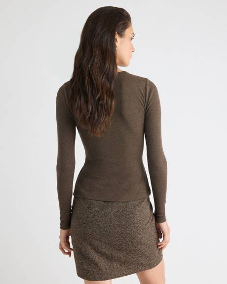 Wool-Blend Scoop-Neck Long-Sleeve Top