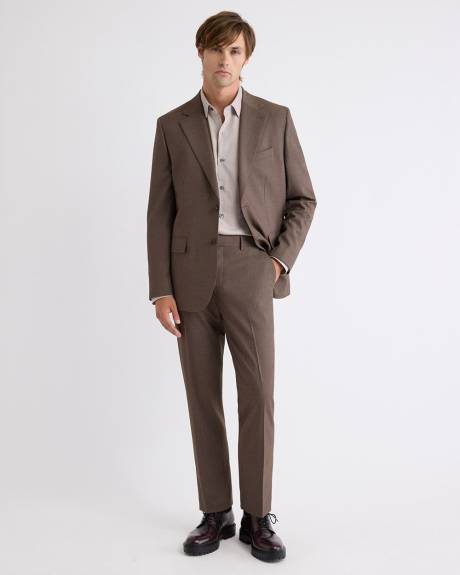 Pleated Tapered-Leg Taupe Suit Pant