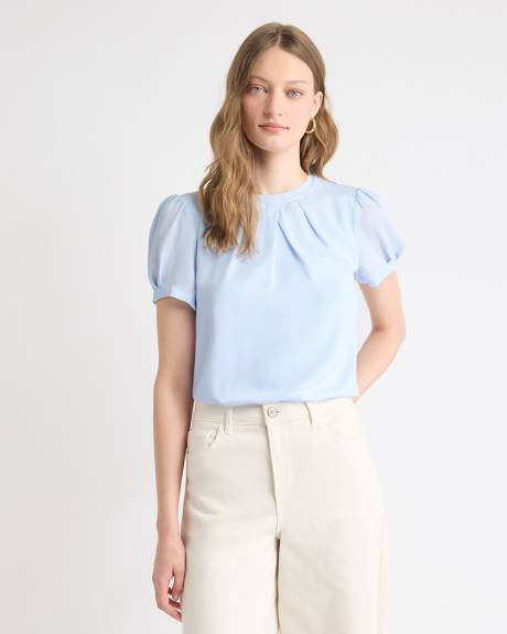 Blouse Bimati&egrave;re &agrave; Manches Courtes et Col Rond