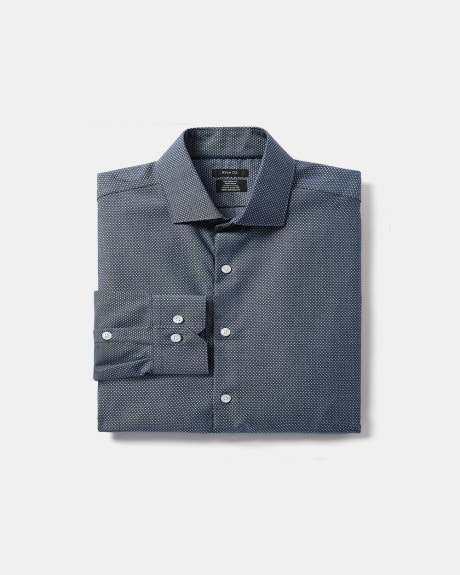Tailored Fit Denim Dress Shirt with Dots