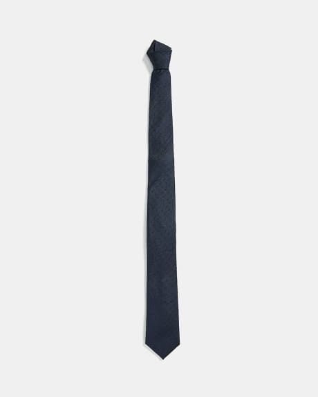 Regular Navy Tie with Tonal Pattern