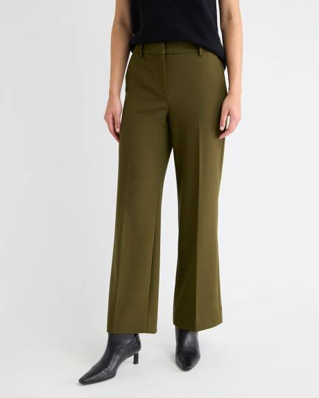Pantalon en Serg&eacute; &Eacute;pais &agrave; Taille Mi-Haute et Jambe Large