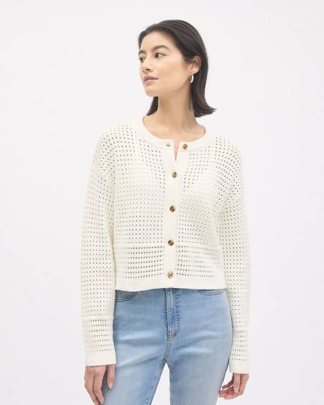 Cardigan Classique en Mailles Crochet&eacute;es &agrave; Manches Longues