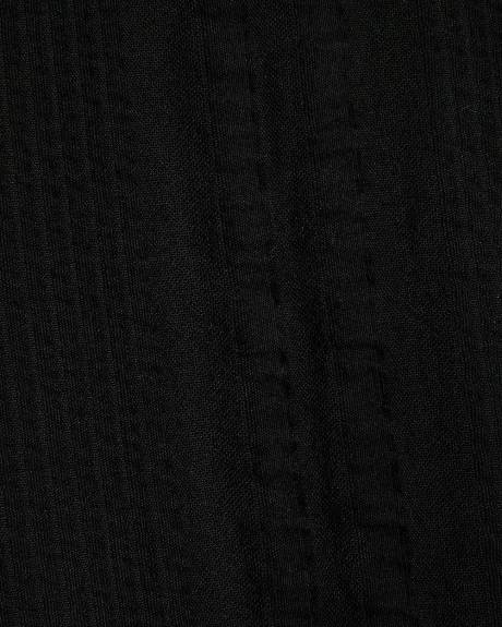 Chemise en Coton Gaufr&eacute; &agrave; Manches Courtes et Col Camp