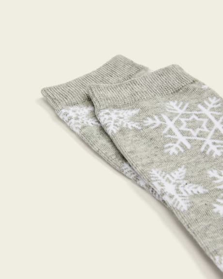 Grey Socks with Snowflakes