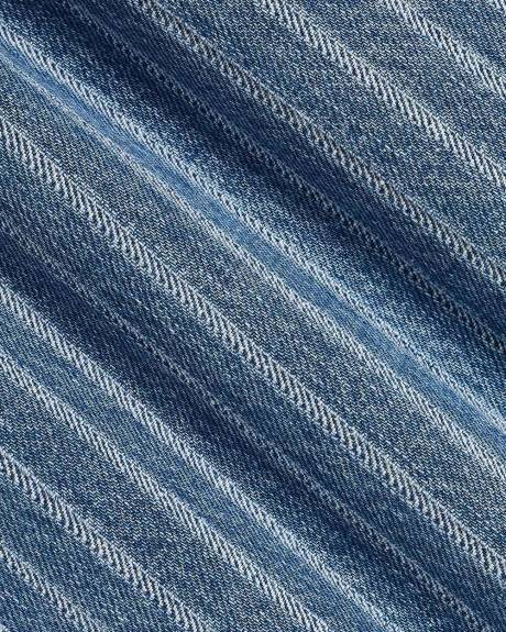 Striped High-Rise Denim Maxi Skirt