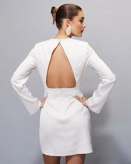 Long-Sleeve Mini Cocktail Dress with Back Cut-Out