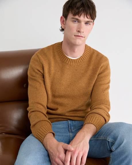 Pull Moucheté à Col Rond et Manches Longues