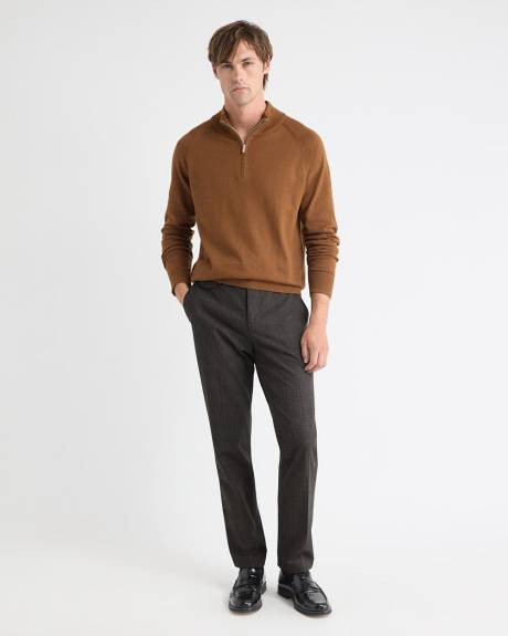 Pull à Col Montant à Demi-Zip et Manches Longues