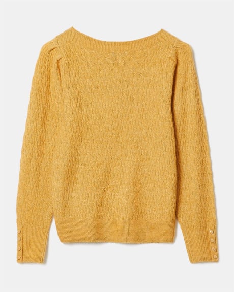 Spongy Cable Knit Boat Neck Sweater