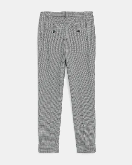 Mini Houndstooth Slim Ankle Pant with Elastic Back