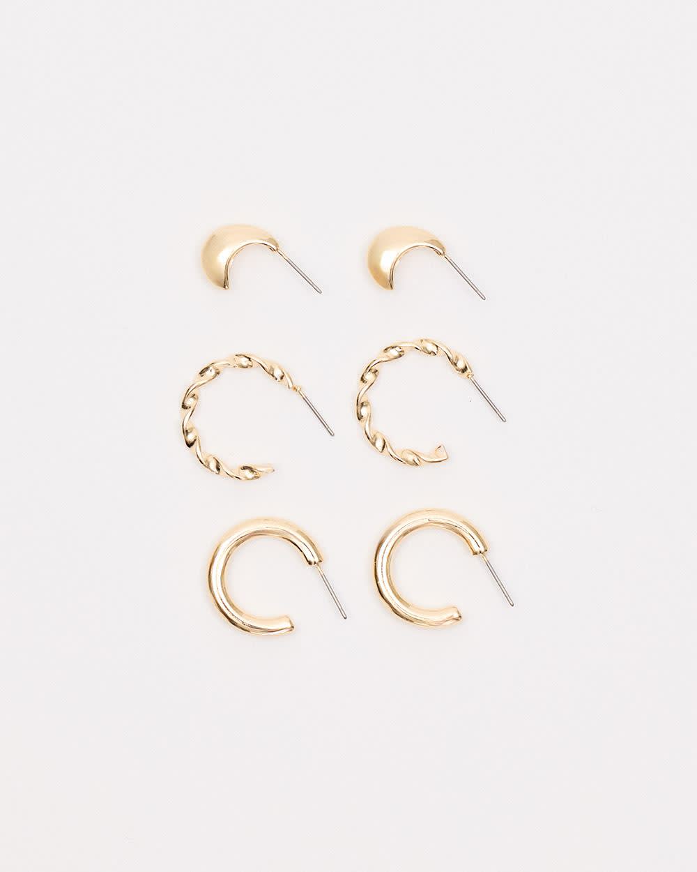 Golden Hoops - 3 Pairs