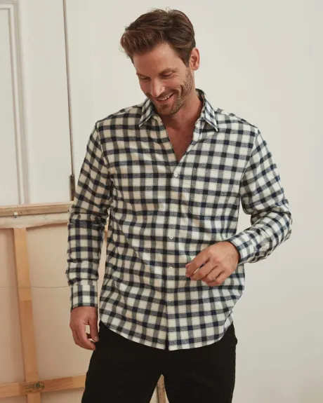 Regular Fit Teal Checkered Flannel Shirt