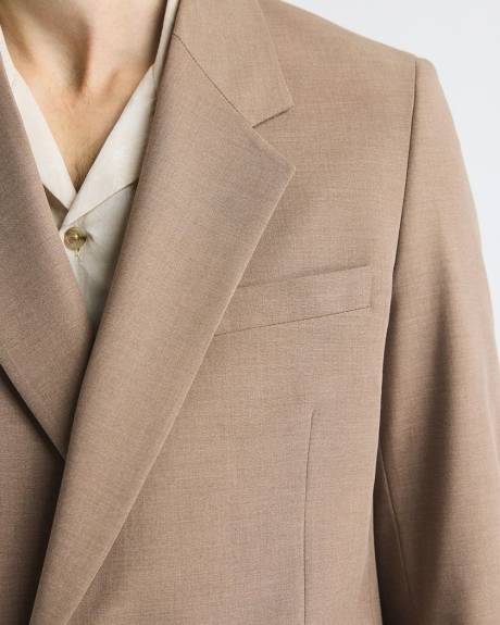 Veston de Complet Taupe Ros&eacute; &agrave; Coupe D&eacute;contract&eacute;e &agrave; Boutonnage Double