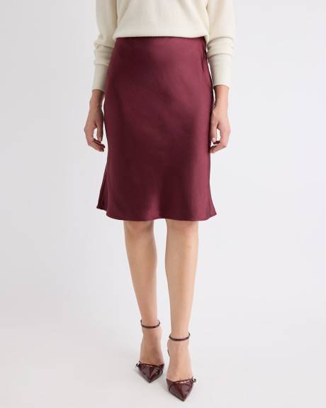 Satin High-Rise Straight Knee-Length Skirt