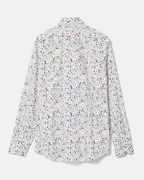 Slim-Fit Dress Shirt with Tiny Floral Pattern