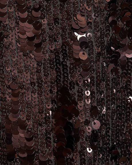 Haut Ample à Paillettes à Manches Courtes et Col Rond