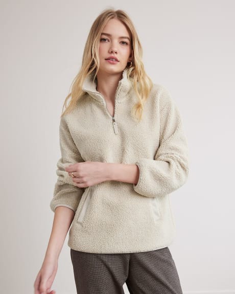 High-Neck with Half-Zip Sherpa Pullover