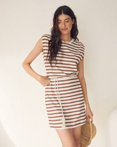 Mini Extended-Sleeve Dress with Removable Rope Belt