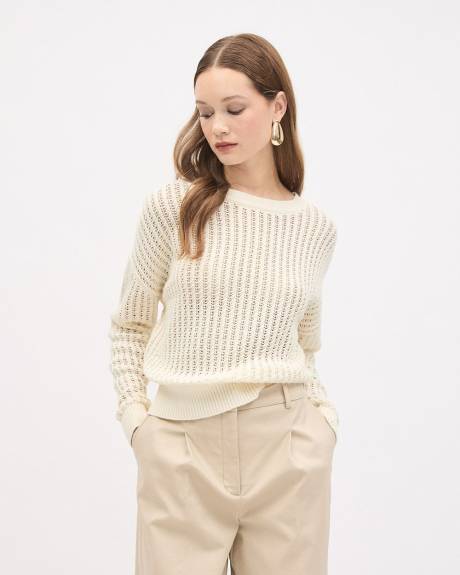 Pull Textur&eacute; &agrave; Manches Longues et Col Rond