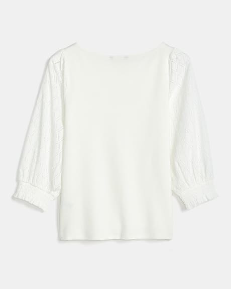 Lace Sleeve Mixed Media T-Shirt