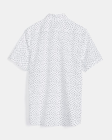 Slim Fit Short-Sleeve Shirt with Micro Leaf Print