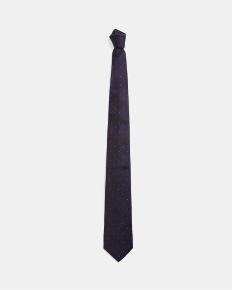 Cravate Large Violet à Pois Bleus