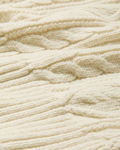 Pull en Mailles Torsadées à Manches Longues et Col Rond