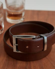 Textured Brown Leather Belt