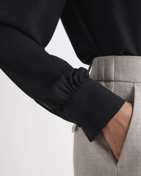 Blouse Boutonnée en Crêpe Soyeux à Manches Longues