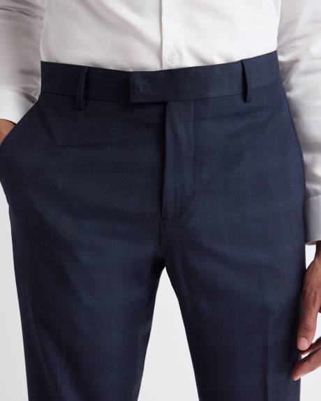 Slim-Fit Navy Checkered Suit Pant