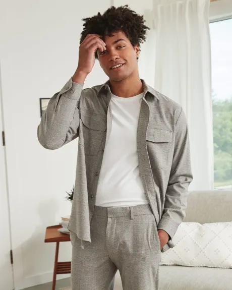 40-Hour Grey Checkered Overshirt Shacket