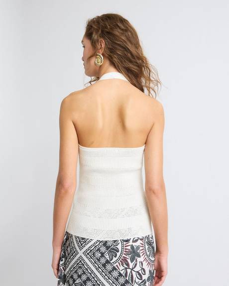 Camisole en Mailles de Fantaisie &agrave; Col Licou