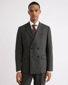 Tailored-Fit Double-Breasted Tweed Suit Blazer