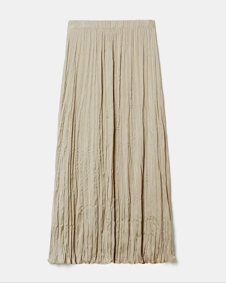 Satin High-Waisted Flare Midi Skirt
