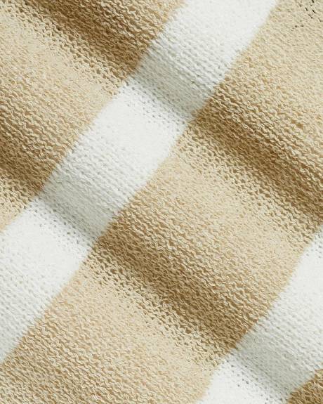 Extended-Sleeve Crew-Neck Relaxed-Fit Crochet Top