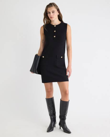 Sleeveless Crew-Neck Mini Sweater Dress