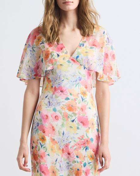 Sleeveless Midi Cocktail Dress with Cape