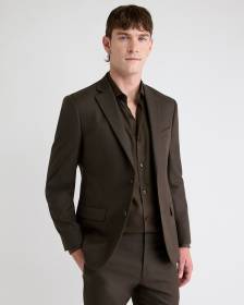 Slim-Fit Dark Brown Brushed Twill Blazer