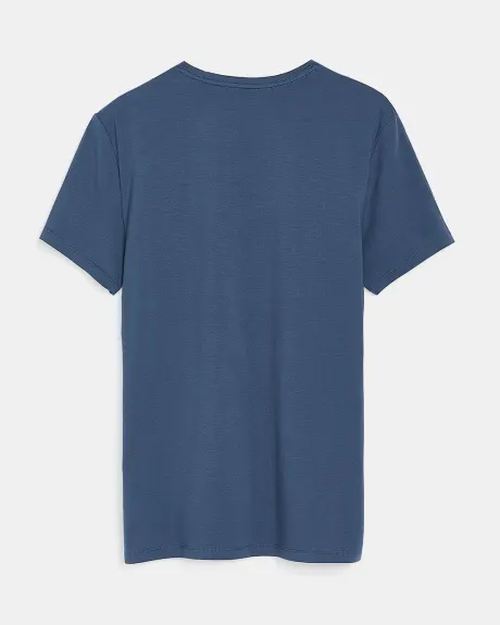 T-Shirt Coloré à Col V en Coton Supima (R)