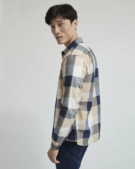 Large Checkered Print Tailored Fit Casual Shirt