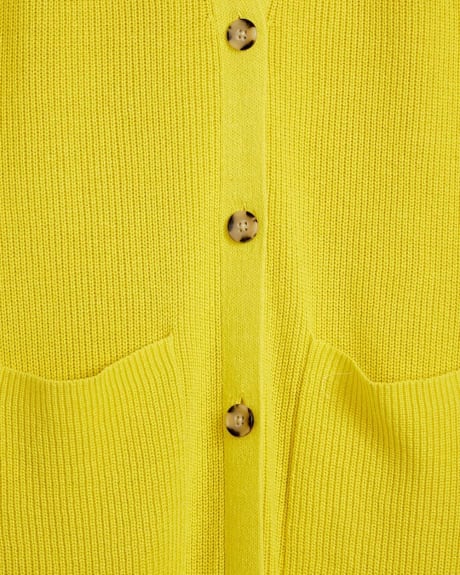 Drop Shoulder Buttoned Long Cardigan