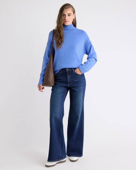 Pull Laine Mérinos à Manches Longues et Col Entonnoir