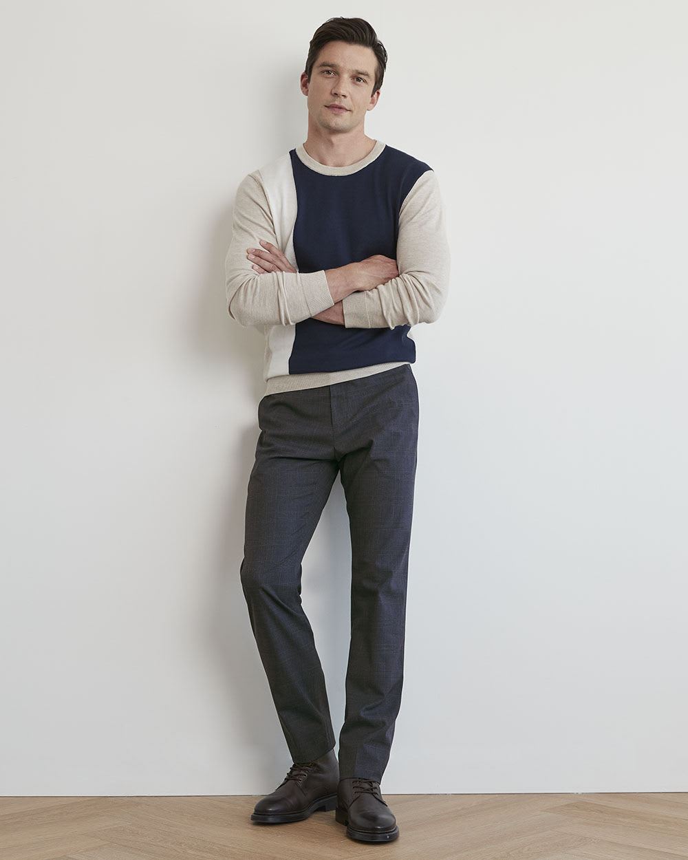 Crew-Neck Sweater with Vertical Colour Blocks | RW&CO.