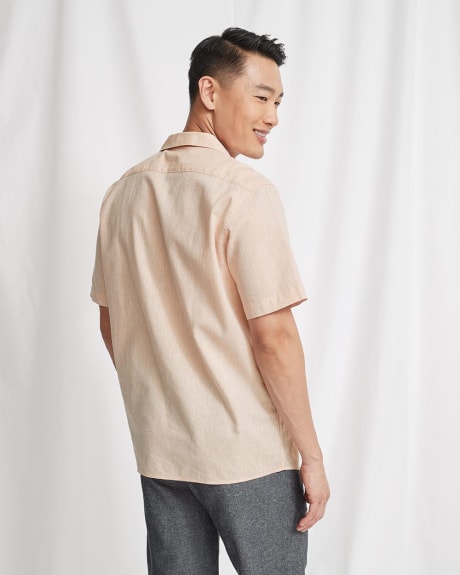 Relaxed Fit Short Sleeve Linen Shirt with Camp Collar