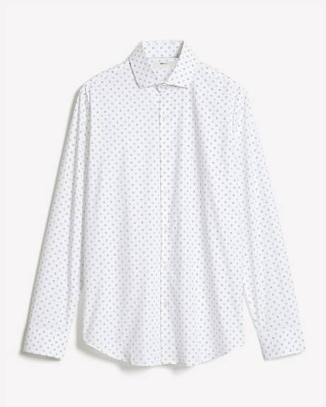 Chemise Habillée Blanche à Coupe Ajustée à Motif Géométrique