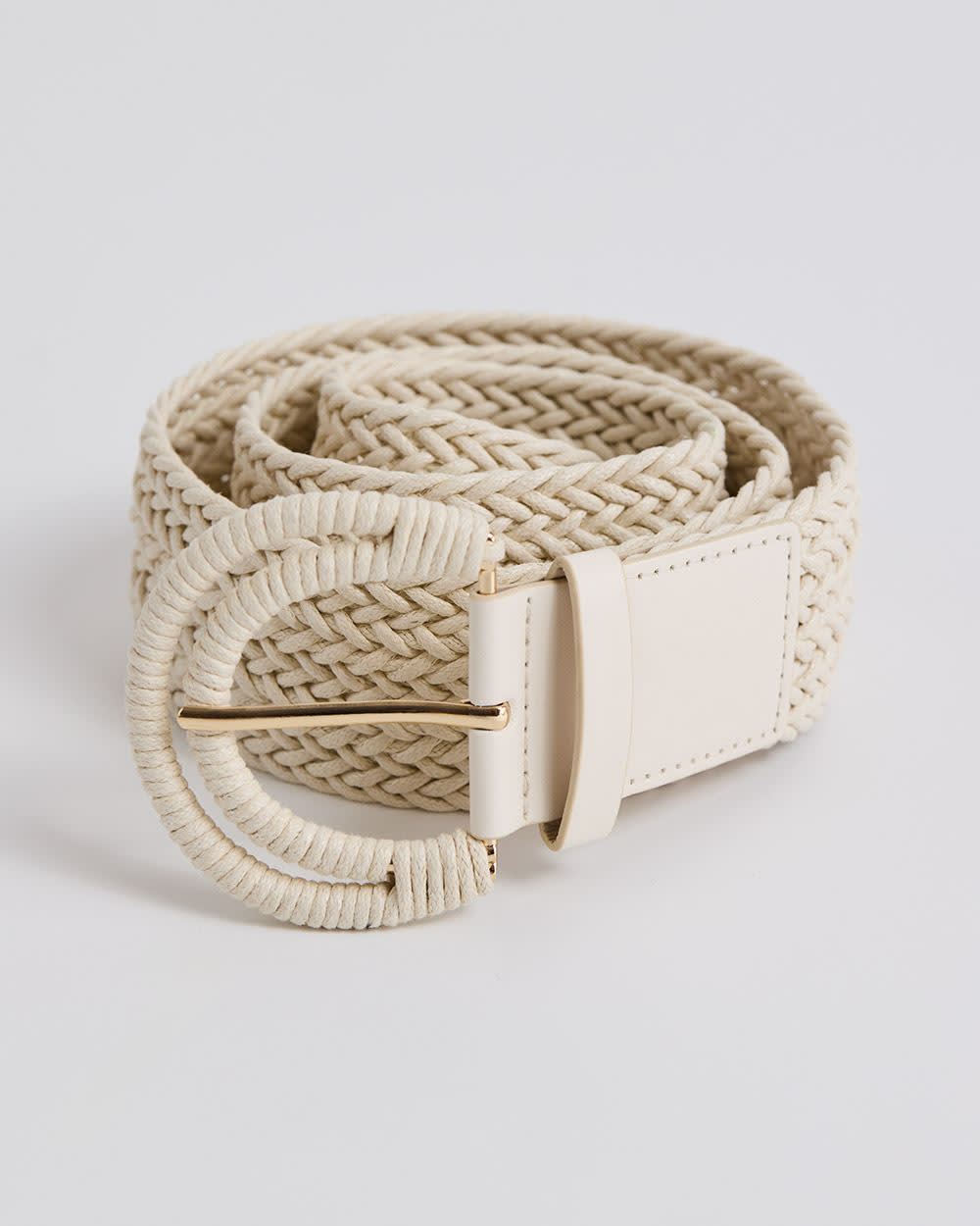 Braided Elastic Belt with Half-Moon Buckle