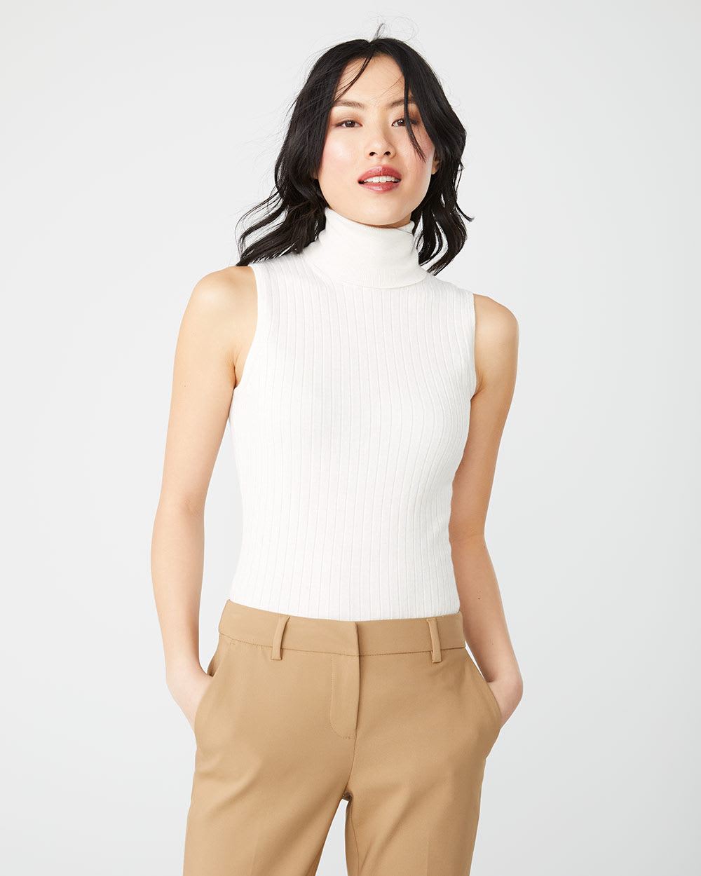 Chandail côtelé à col roulé sans manches RW&CO.